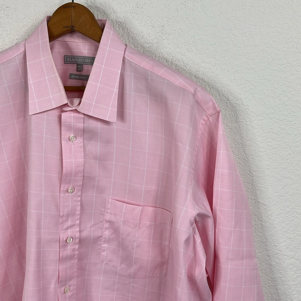 Alain Figaret Gridded Pocket Button Down Shirt Double Retors Size 18L